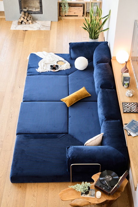 Atelier Del Sofa Kanyon Sofá-Cama Esquinero Azul Marino